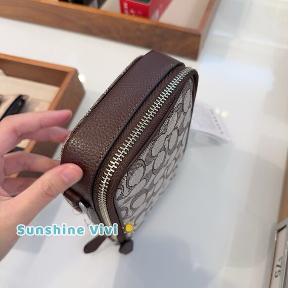 NWT Coach Men's Stanton Crossbody In Signature Jacquard Silver/Oak/Maple CH097 - Picture 2 of 9